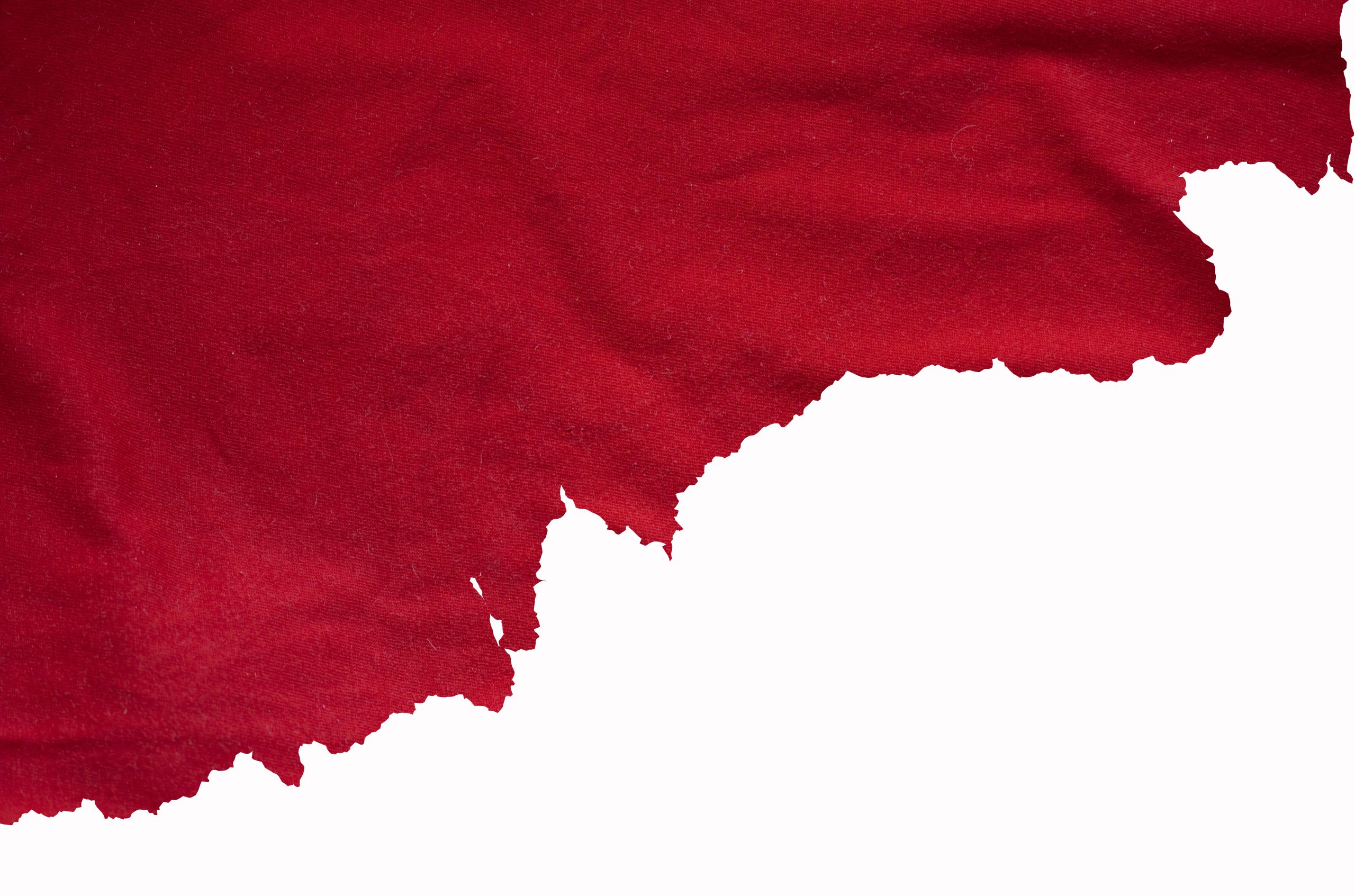 Torn, red-stained fabric